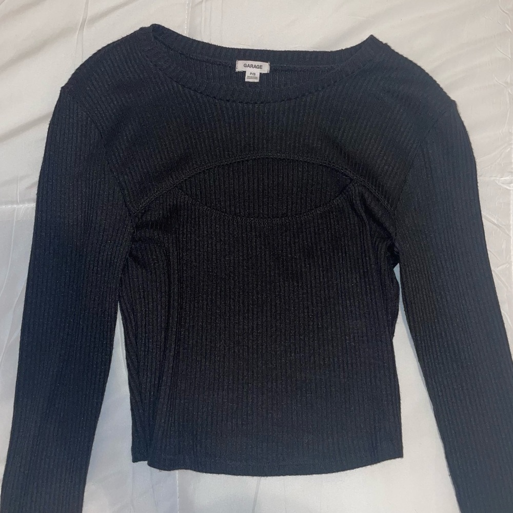 Garage black cut out crop top